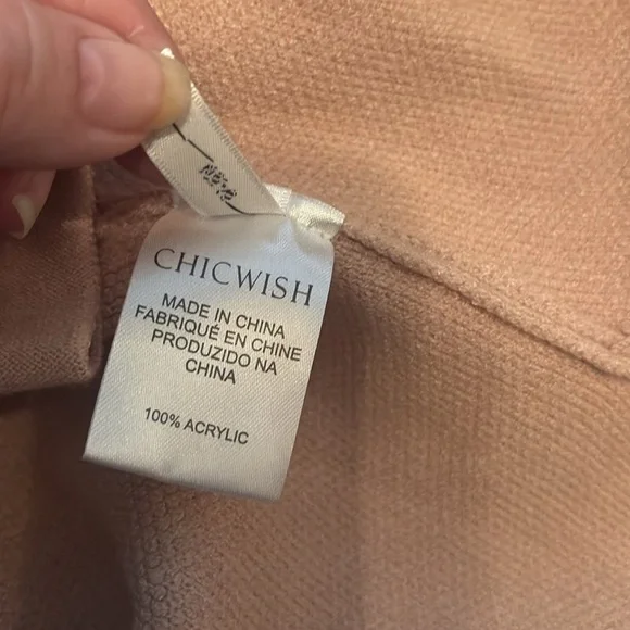 NWT Chicwish Open Front Cardigan Pockets Wide Collar Camel Tan Small - Picture 10 of 12